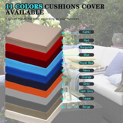 ClawsCover 14Pack Outdoor Patio Seat and Back Cushions Replacement Covers Fit for 7Pieces 6-Seater Wicker Rattan Sectional Couch Chair Furniture Set,Light Khaki-Include Cover Only (Small)