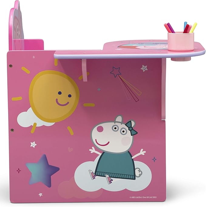 Delta Children Chair Desk with Storage Bin - Ideal for Arts & Crafts, Snack Time, Homeschooling, Homework & More, Peppa Pig