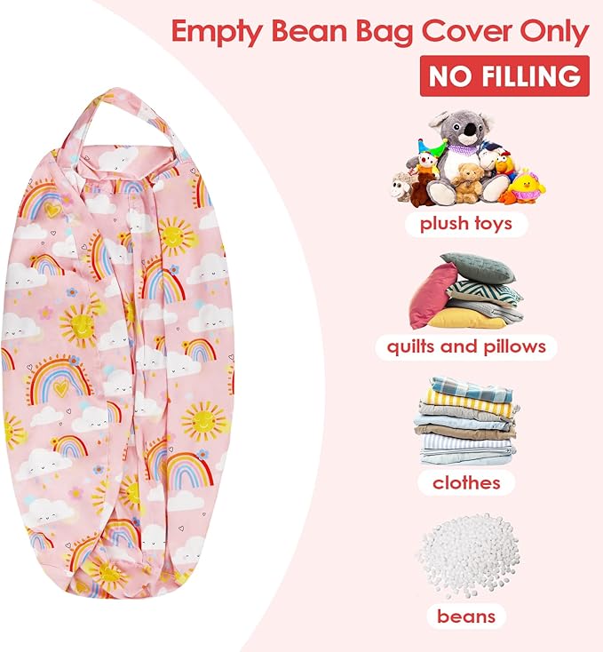 Bean Bag Chair for Kids Stuffed Animal Storage Beanbag Chairs,Toddler Toy Storage Organizer for Girls and Boys,Large 32'' Cover Only（No Filling