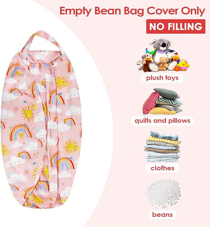 Bean Bag Chair for Kids Stuffed Animal Storage Beanbag Chairs,Toddler Toy Storage Organizer for Girls and Boys,Large 32'' Cover Only（No Filling