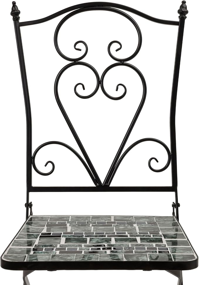 Alpine Corporation Alpine Marbled Glass Mosaic Bistro Set, Onesize, Black/Gray