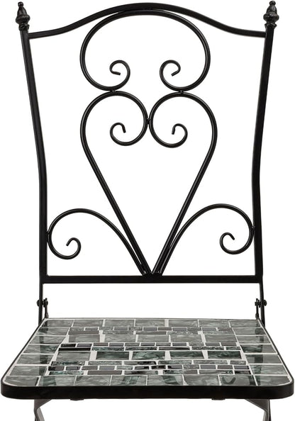 Alpine Corporation Alpine Marbled Glass Mosaic Bistro Set, Onesize, Black/Gray