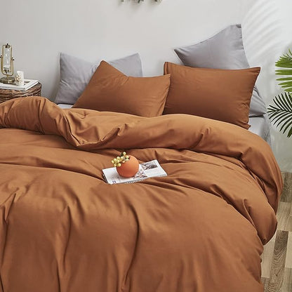 Pumpkin Color Comforter Sets Solid Cinnamon Color Bedding Set Cal King 3 PCs Pumpkin Comforter Sets for Women Girls Breathable Soft Bedroom Collection Solid Rust Color Adults Pumpkin Bedding