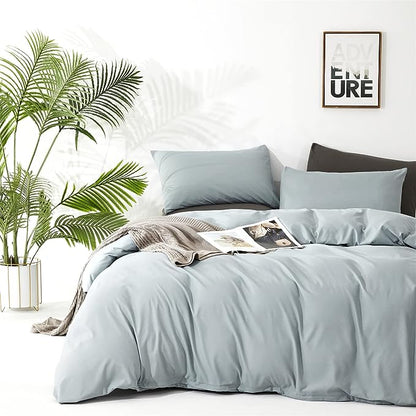 Dusty Blue Comforter Set Full Size Light Blue Comforter 3 Pieces Blue Color Full Comforter Bedding Set Women Solid Blue Full Bed Comforter Set All Season as Gift