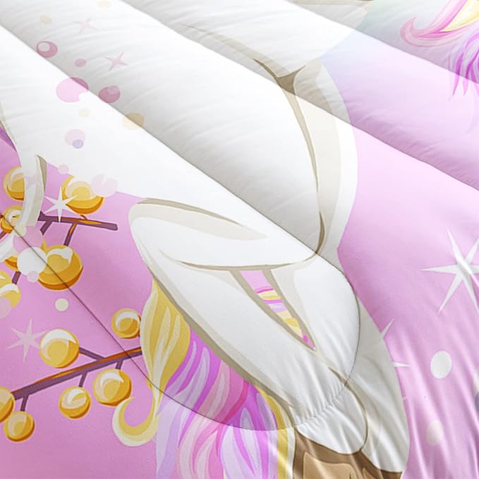 CVHOUSE Rainbow Unicorn Bedding Full Size,Rainbow Unicorn Bedding Set for Girls Kids Teens,Rainbow Unicorn Comforter Set Unicorn Duvet Set Unicorn Quilt Set Girls Room Decor 3 Pieces
