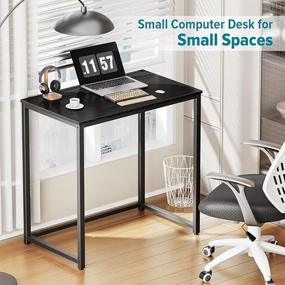 SINPAID Small Computer Desk 31.5 inches Desk for Small Spaces Sturdy Home Office Desk Modern Gaming Desk Study Writing Laptop Table, Black Desk