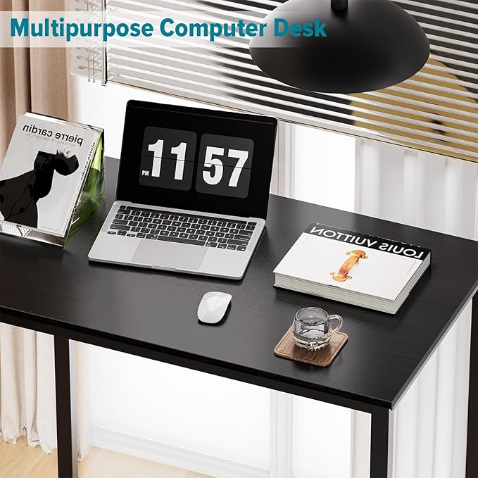 SINPAID Small Computer Desk 31.5 inches Desk for Small Spaces Sturdy Home Office Desk Modern Gaming Desk Study Writing Laptop Table, Black Desk