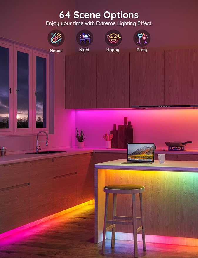 Govee LED Strip Lights RGBIC, 16.4ft Bluetooth Color Changing LED Lights with Segmented App Control, Smart LED Strip Color Picking, Music Sync LED Lights for Bedroom, Living Room, Party