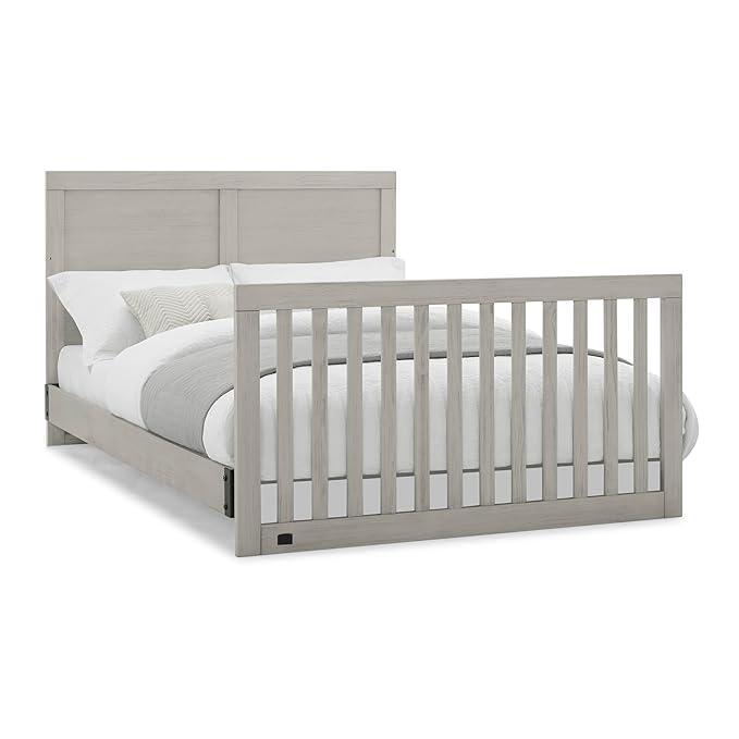 Simmons Kids Foundry 6-in-1 Convertible Baby Crib, Rustic Mist with Matte Black