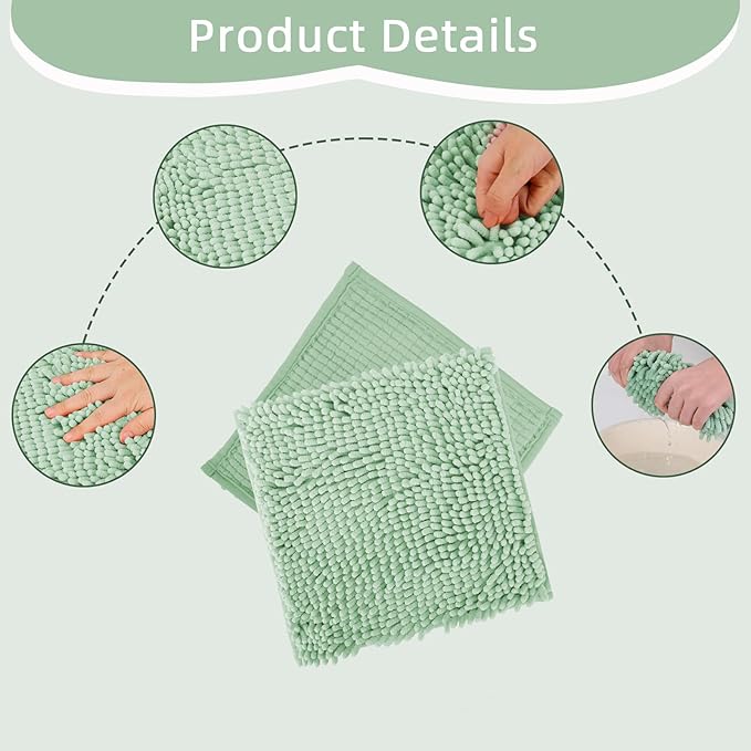 Locker Rug school girl rugs Carpet Chenille 100% Microfiber Locker Carpet with Non Skid Backing Locker Decorations (Green, 10X10)