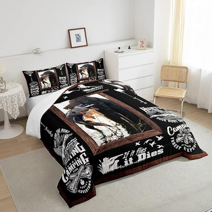 Feelyou Duck Hunting Comforter Hunting and Fishing Bedding Set for Kids Boys Girls Dog Hunter Comforter Set Wild Animal Inner Fill Duvet Set 1 Comforter Set with 1 Pillowcase Twin Size