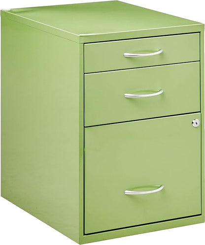 OSP Home Furnishings HPB Heavy Duty 3-Drawer Metal File Cabinet for Standard Files and Office Supplies, Green Finish