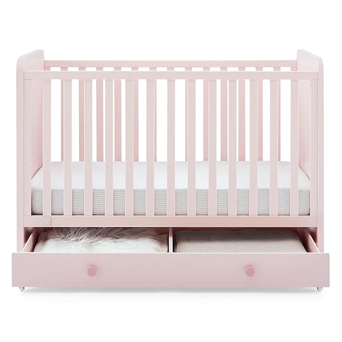 GAP babyGap Graham 4-in-1 Convertible Crib with Storage Drawer - Greenguard Gold Certified, Blush Pink/Dark Pink