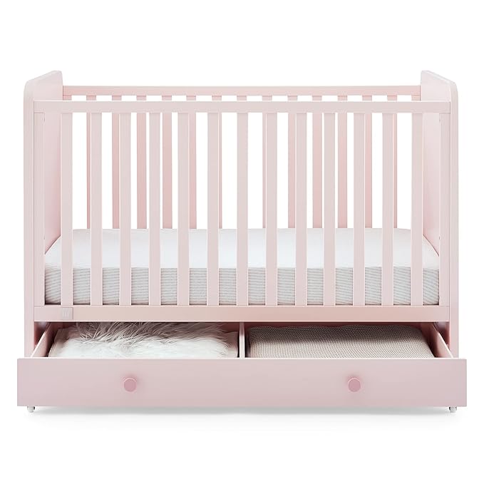 Delta Children babyGap Graham 4-in-1 Convertible Crib with Storage Drawer + Brannan Bear Bookcase with Bins + Brannan Bear Wall Shelf with 4 Hooks, Blush Pink/Dark Pink (Bundle)