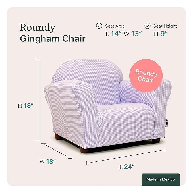 KEET Roundy Kid's Chair, Gingham Chair Only, Lavender