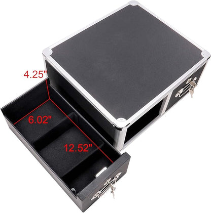 Vaultz® Locking Index Card Cabinet for 4" x 6" Cards, 2-Drawer, 6 3/4" H x 14" W x 16" D, Black