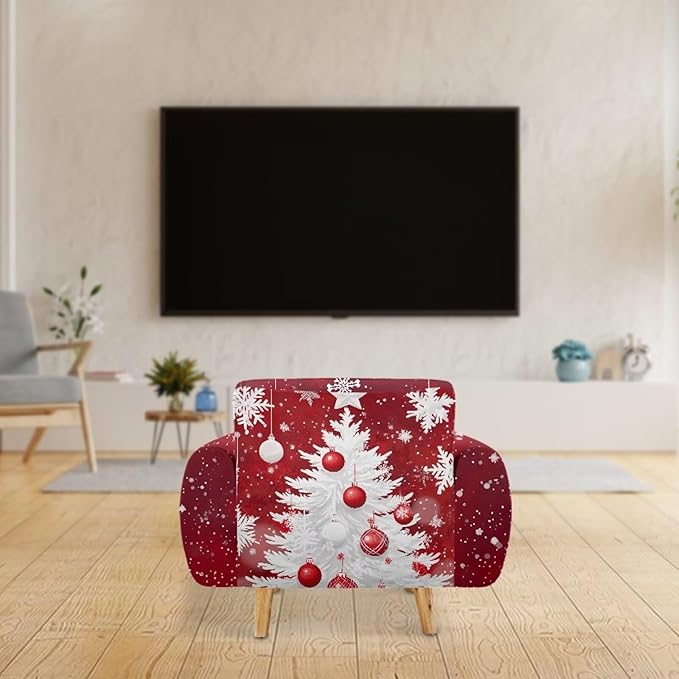 FKELYI Christmas Tree Sofa Furniture Protector Easy Going Stretch Sofa Slipcover Non-Slip Sofa Couch Cover Washable Sofa Slipcovers S