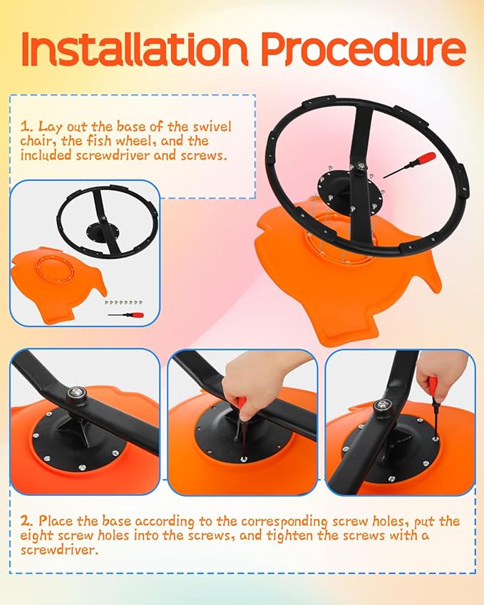 Autism Kids Swivel Chair Sensory Products, Sit and Spin Spinning Chair Carousel Spin Sensory Chair, Kids Body Coordination Training,Sensory Toy Chair for Kids 2-10 Orange