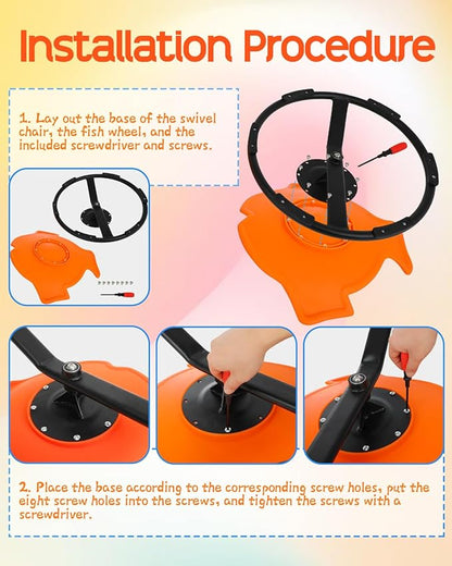 Autism Kids Swivel Chair Sensory Products, Sit and Spin Spinning Chair Carousel Spin Sensory Chair, Kids Body Coordination Training,Sensory Toy Chair for Kids 2-10 Orange