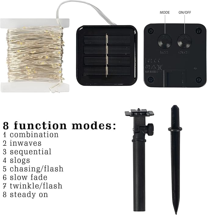 Dazzle Bright 4 Pack Solar String Lights Outdoor, Total 160FT 480LED Solar Powered Waterproof Fairy Lights 8 Modes, Silver Wire Lights for Christmas Patio Party Tree Yard Decoration (White)