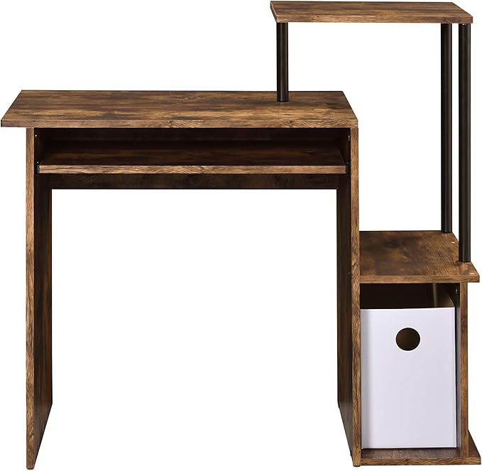 Acme Lyphre Wooden Top Computer Desk in Weathered Oak and Black