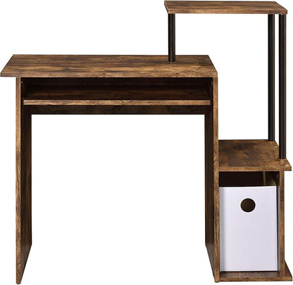 Acme Lyphre Wooden Top Computer Desk in Weathered Oak and Black