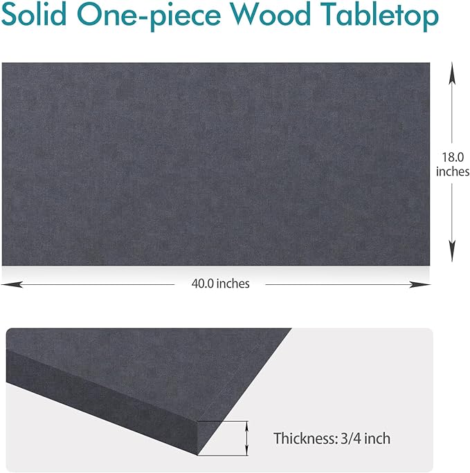 Kaboon Universal Tabletop 40"x18", Solid One-Piece Melamine Table Top, Double Desk L-Desk Floating Desk DIY, Home and Office Countertop, Greylish Blue