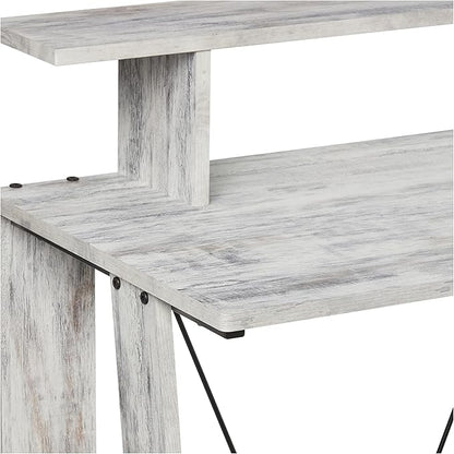 Acme Nypho Wooden 2 Shelves Writing Desk in Antique White and Black