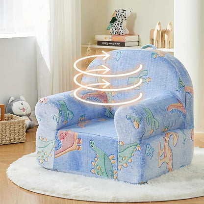 Toddler Chair Kids Plush Chair Kids Sofa Sherpa Kids Chairs, Toddler Couch Bean Bag Chairs for Kids Gaming Chair for Kids Glow in The Dark, Dinosaur