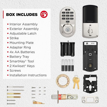Kwikset Halo Wi-Fi Smart Lock, Keyless Entry Door Deadbolt, Geofence Auto-Unlock, Grade AAA Certified, No Hub Easy Install, Satin Nickel Lifetime Finish Warranty, Backlit Keypad