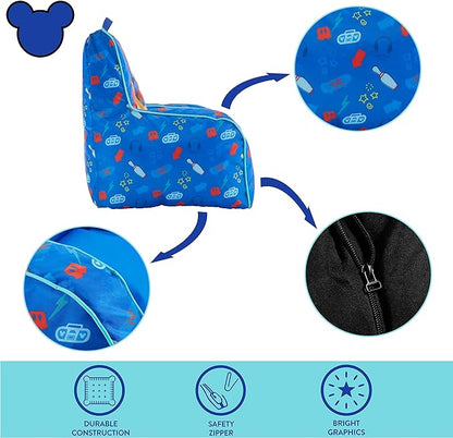 Idea Nuova Disney Mickey Mouse Kids Nylon Bean Bag Chair with Piping & Top Carry Handle, Large