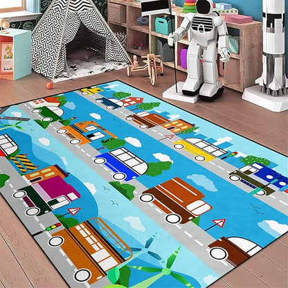 Car Carpet for Kids Kids Rugs for Playroom Car Track Rug Road Rug for Kids Car Play Rug Road Carpet for Toy Cars Car Track Rugs for Boys Car Rug for Boys Room 5'×7'
