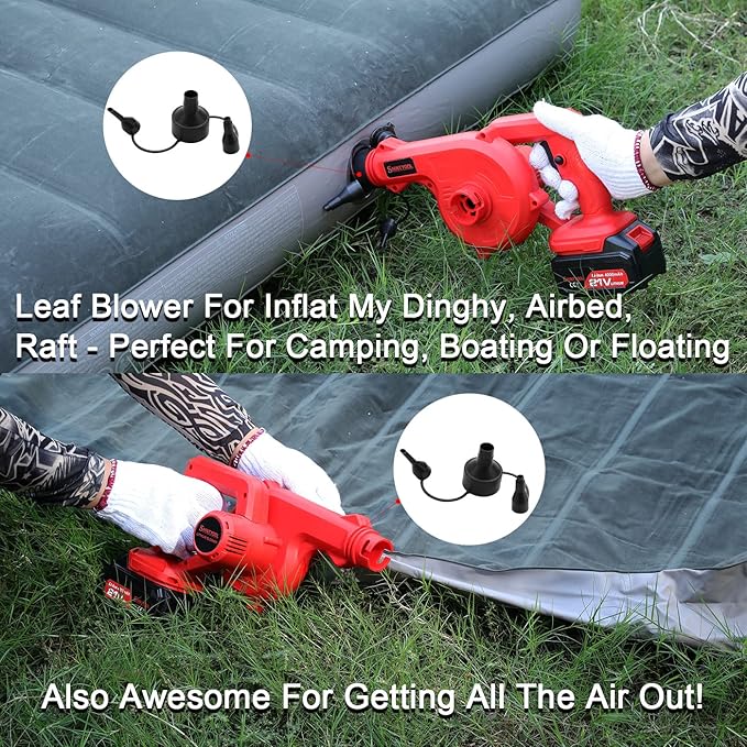 Mini Leaf Blower Red,2-in-1 Cordless Small Blower with 4.0Ah Battery and Charger,21v Blower for Inflating,Blowing Leaf,Clearing Dust & Small Trash,Car by SHINTYOOL