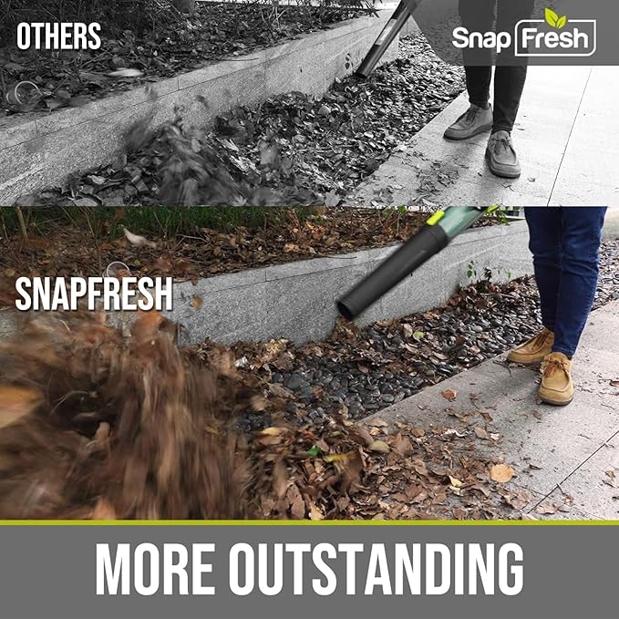 SnapFresh Cordless Leaf Blower - 550CFM Brushless Electric Leaf Blower with 2 x 4.0 Ah Battery and Fast Charger - Lightweight 20V Yard and Garden Blower for Lawn Care…