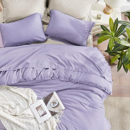 Andency California King Comforter Set Lavender - Purple 3 Pieces Cal King Boho Lightweight Bedding Comforter Sets, Oversized All Season Tassel Soft Fluffy Bed Set (104x96In Comforter & 2 Pillowcases)