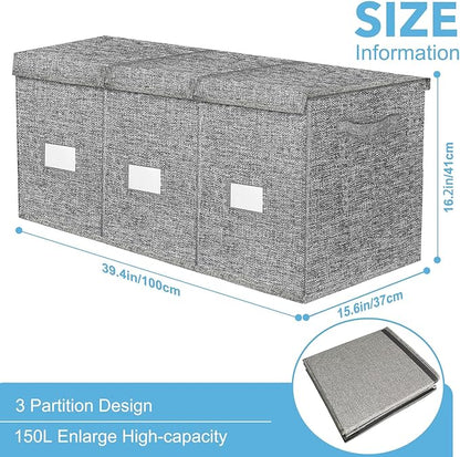 Extra Large 3 in 1 Storage Box, 150L, Grey, Polyester Blend, Waterproof, for Kids Room, Arts & Crafts, 39.4x14.0x16.0 inches