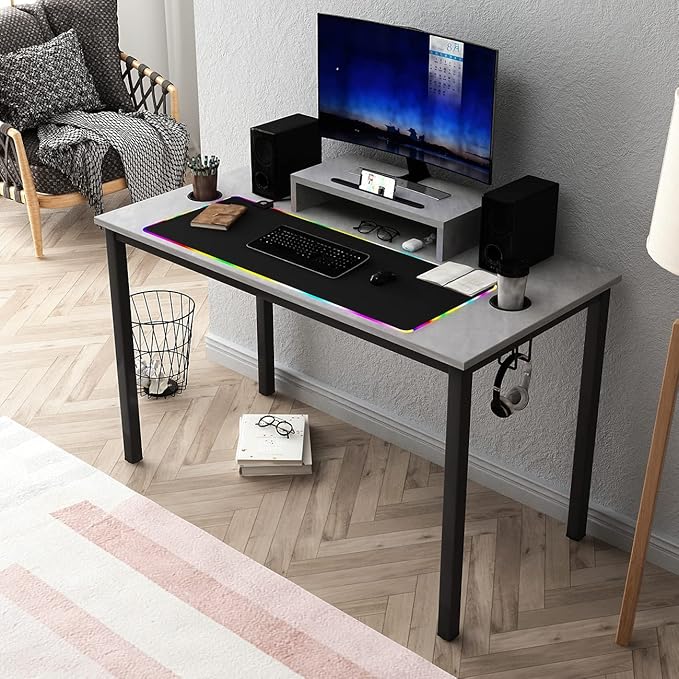 Need Gaming Desk- 47" All-in-one Gamer Computer Table with Headphone Hook/Cup Holder, Professional Game PC Workstation, AC14-12060LBPRO-ND