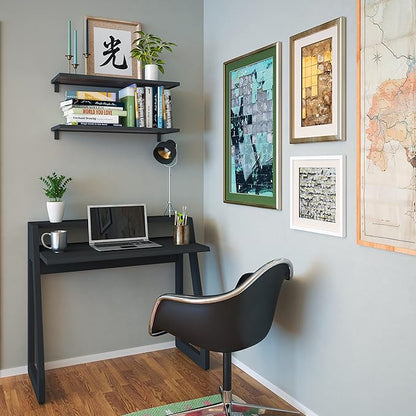 Computer Desk for Bedroom, Office & Small Spaces - Writing Desk Ideal for Students, Kids, Adults - Modern Design Compact Desk with Display Shelf