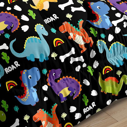 Dinosaur Full Size Bedding Set - Cartoon Dinosaur Full Size Comforter Sets for Boys Soft Breathable Dino Quilt Kids Comforter Set Decor for Boys Bedroom, 1 Comforter 2 Pillowcase