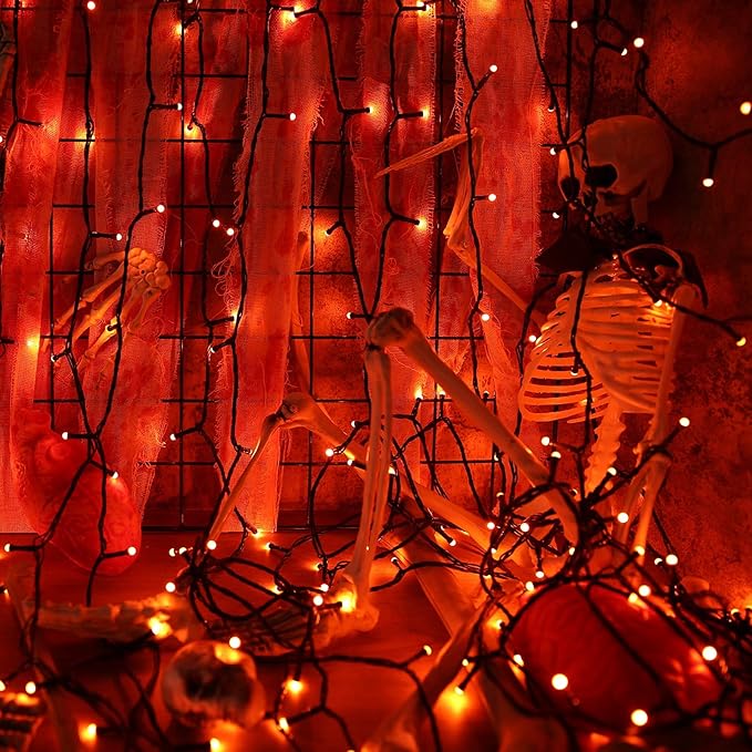 Toodour Halloween Orange Lights, 131ft 350 LED Plug in Halloween String Lights with 8 Modes and Timer, Connectable Outdoor Halloween Lights for Home, Party, Indoor Halloween Decor