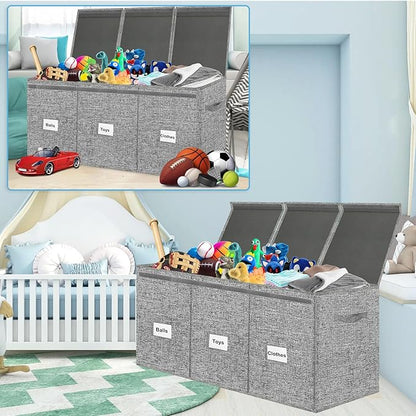 Extra Large 3 in 1 Storage Box, 150L, Grey, Polyester Blend, Waterproof, for Kids Room, Arts & Crafts, 39.4x14.0x16.0 inches