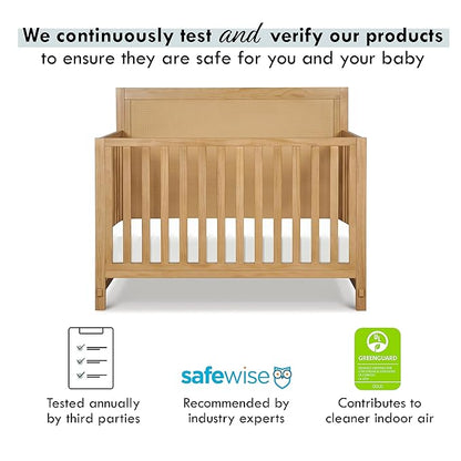 Davinci Margot 4-in-1 Convertible Crib in Honey GREENGUARD Gold Certified