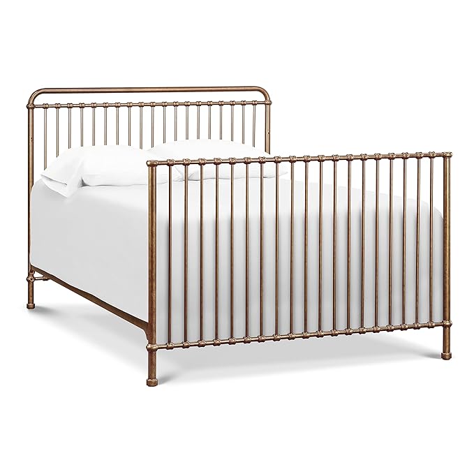 NAMESAKE Winston 4-in-1 Convertible Metal Crib in Vintage Gold, Greenguard Gold Certified