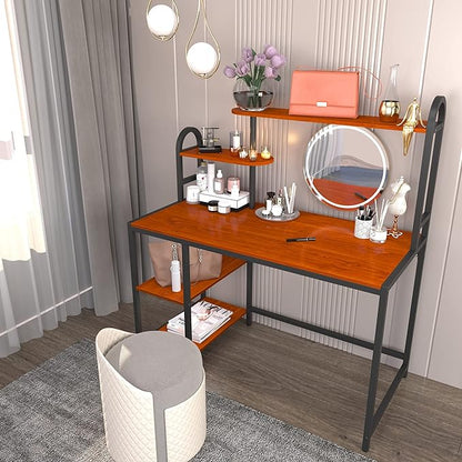 Anivia Computer Desk with Hutch and Shelves, 47'' Home Office Desk with Adjustable Bookshelves, Writing Desk PC Study Table Workstation for Small Spaces
