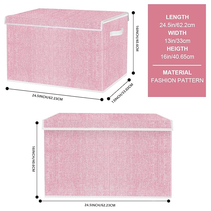 homyfort Large Toy Box Chest for Girls, Kids Toy Bin Storage Organizer with Lid for Babies,Toddlers,Nursery,Playroom (Pink)