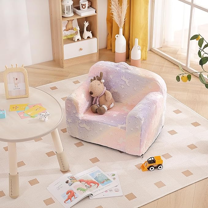 Tiita Kids Sofa, Children Couch with Carrying Handle & Side Pockets, Kids Foam Chair, Toddler Armrest Chair, Lightweight Children Sofa Chair, Kids Read Sofa for Girl or Boy(Twill Pegasus)