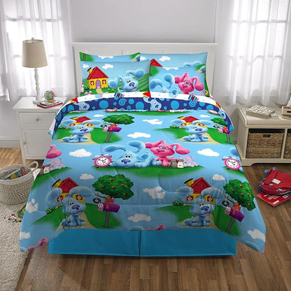 Franco Kids Bedding Super Soft Comforter and Sheet Set with Sham, 7 Piece Full Size, Blues Clues