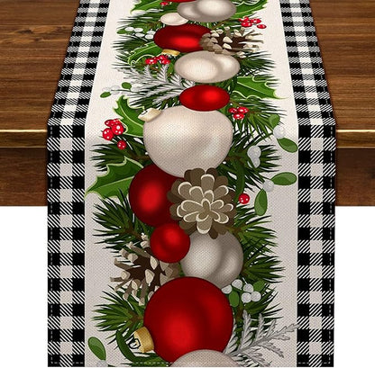 Nepnuser Black and White Gingham Christmas Table Runner 108 Inches Long Buffalo Check Plaid Xmas Decoration Holiday Home Kitchen Decor