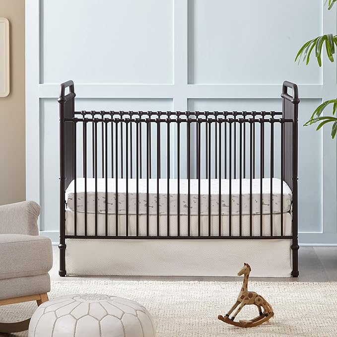 Namesake Abigail 3-in-1 Convertible Metal Crib in Vintage Iron, Greenguard Gold Certified
