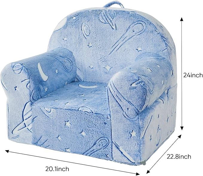 Toddler Chair Kids Plush Chair Sherpa Kids Chairs, Toddler Couch Bean Bag Chairs for Kids Gaming Chair for Kids Glow in The Dark,Starry Sky Blue